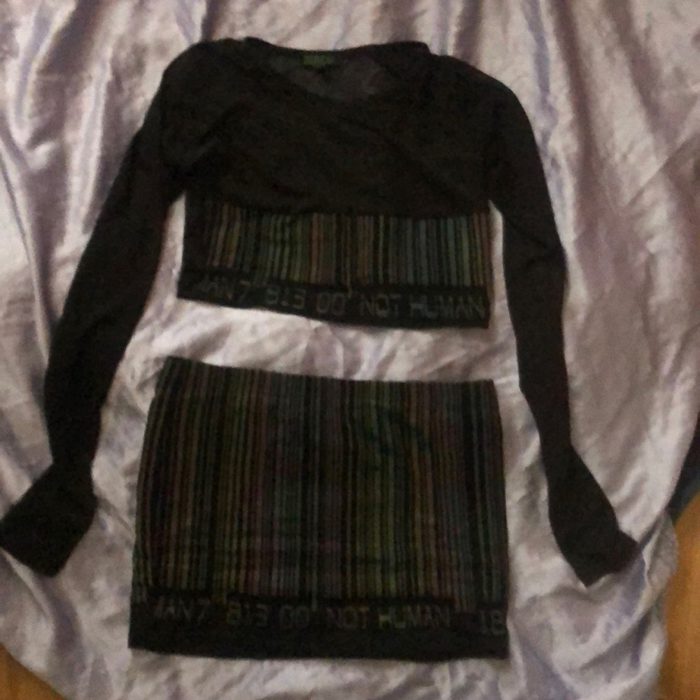 CLUB EXX SHEER TOP AND SKIRT